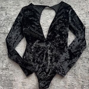 Victoria's Secret Black Velvet Bodysuit
